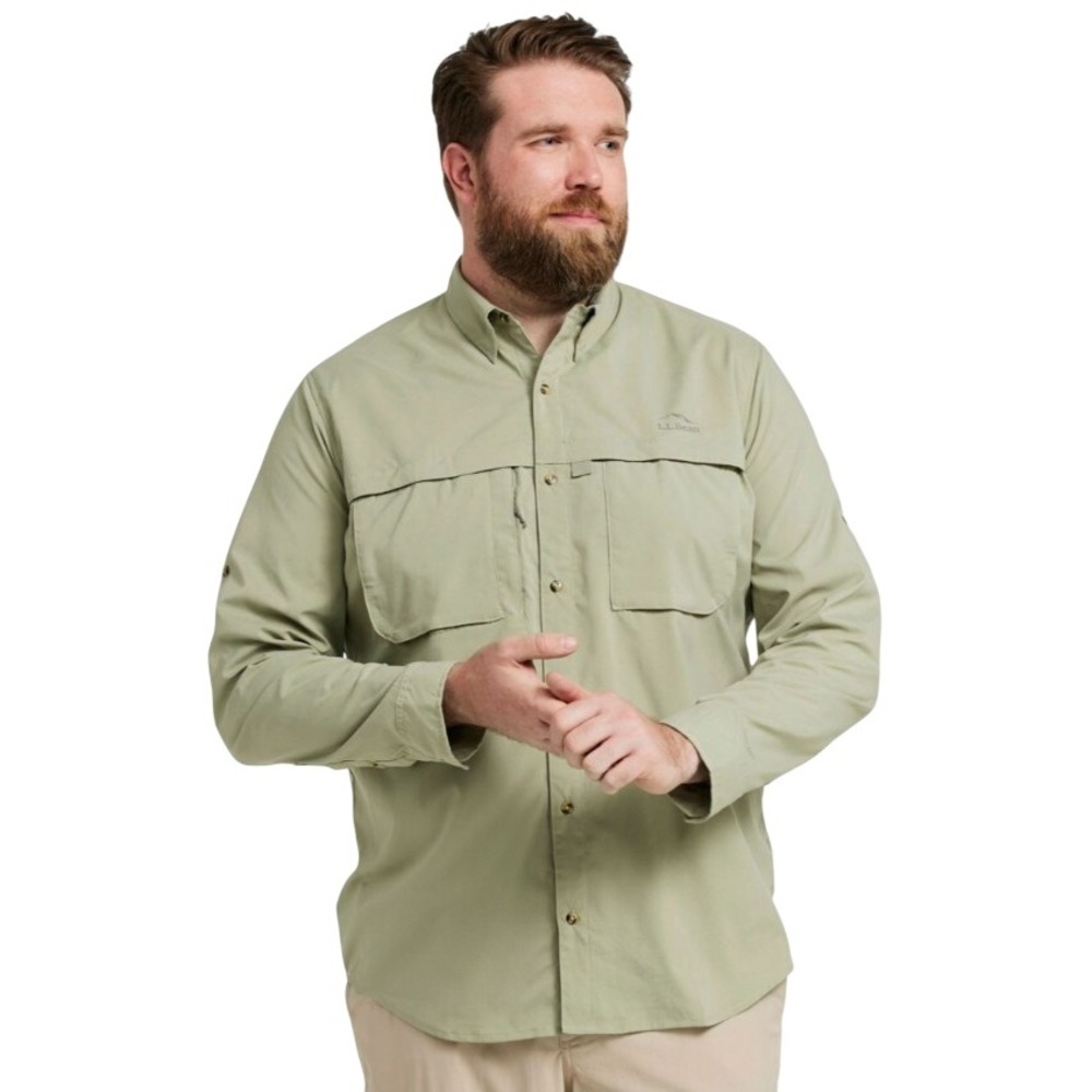 L.L. Bean Men's Tropicwear Shirt Long-Sleeve Button Front Outdoors Dusty Sage XL